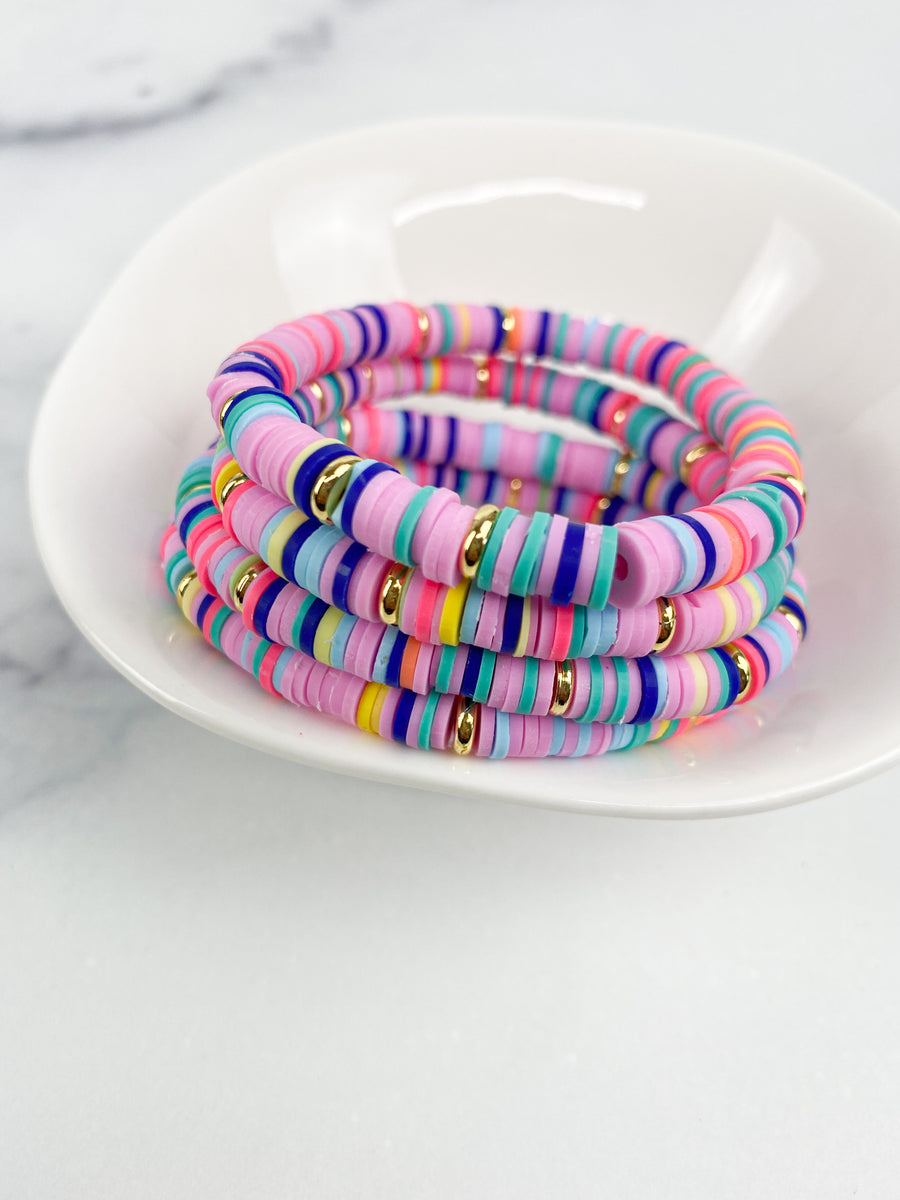 Rainbow Clay Bead Bracelet Heishi Bead Bracelet 6mm Heishi Beads Preppy  Bracelets 6mm Clay Beads Minimalist Jewelry Pride Month 