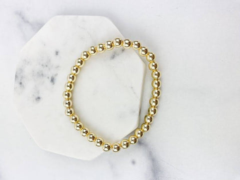 8mm Gold Beaded Bracelet