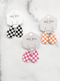 Checkered Print Leather Teardrop