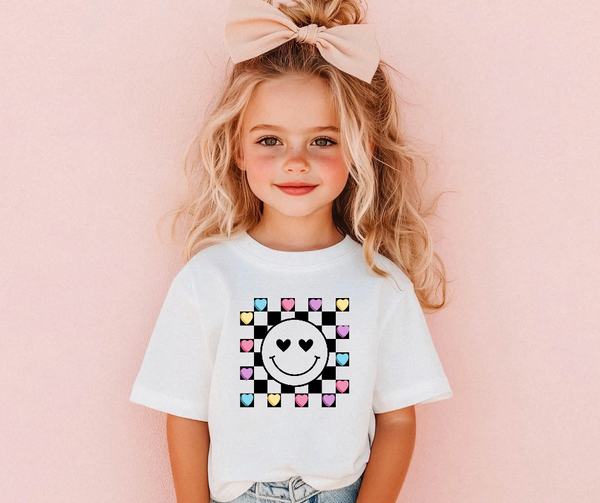 Checkered Smiley Face Kid Tee Shirt