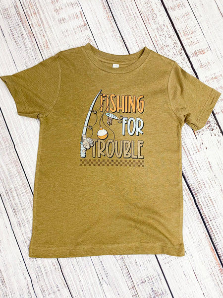 Fishing For Trouble Kid Tee Shirt