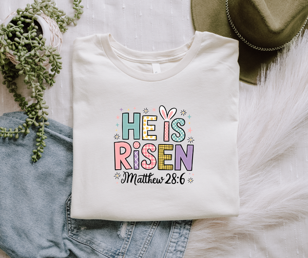 He is Risen Matthew 28:6 Adult Tee Shirt