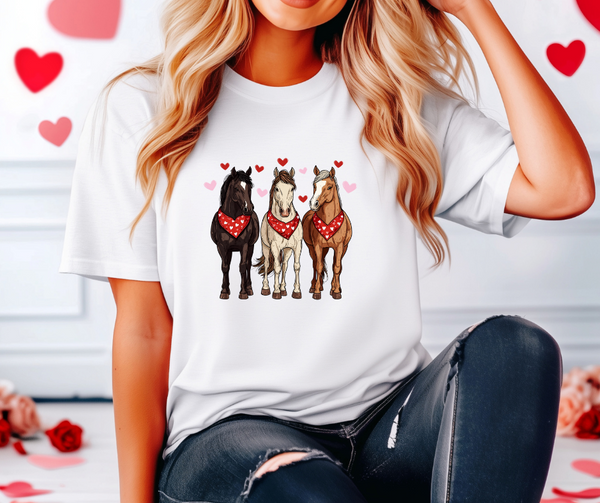 Valentine Horses Adult Tee Shirt