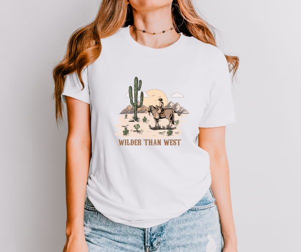 Wilder Than West Cactus Adult Tee Shirt