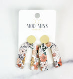 Cork+Leather Arch Earring "Boho Blooms"