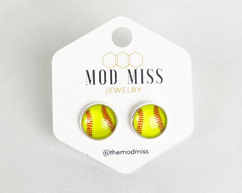 Druzy Stud Earring "Softball"