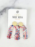 Cork+Leather Arch Earring "Patriotic"