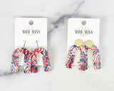 Cork+Leather Arch Earring "Patriotic"