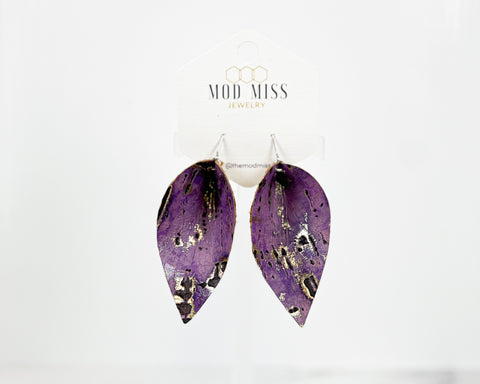 Leather Petal Earring "Wildwood Red"