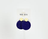 Cork+Leather Round Earring "Fine Glitter Purple"