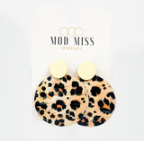 Cork+Leather Round Earring "Leopard Peach"