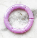 Acrylic Bamboo Bangle Bracelet "Marbled Lavender"