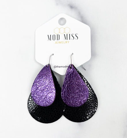 products/MetallicPurpleonBlackRayStackedTeardropLeatherEarrings.jpg