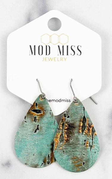 Leather Teardrop Earring "Wildwood Turquoise"